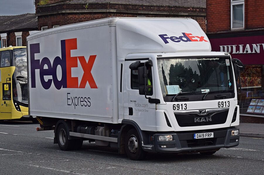 On FedEx Vehicle for Delivery